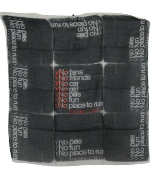 Costume National Dark Gray Wool Foulard Branded Scarf