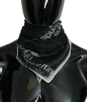 Costume National Dark Gray Wool Foulard Branded Scarf