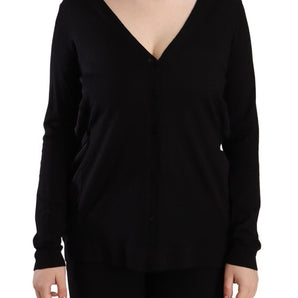 Dolce &amp; Gabbana Elegante jersey negro de lana con cuello en V