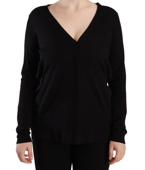 Dolce &amp; Gabbana Elegante jersey negro de lana con cuello en V