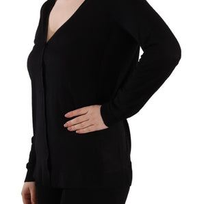 Dolce &amp; Gabbana Elegante jersey negro de lana con cuello en V