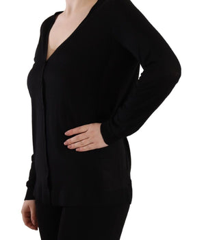 Dolce &amp; Gabbana Elegante jersey negro de lana con cuello en V