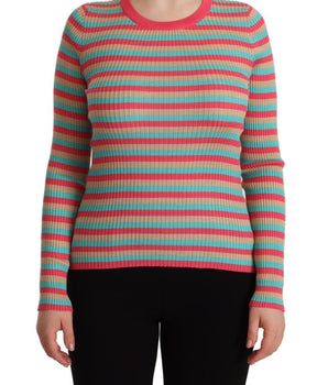 Dolce &amp; Gabbana Jersey elegante de seda a rayas con cuello redondo