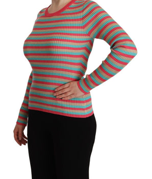 Dolce &amp; Gabbana Jersey elegante de seda a rayas con cuello redondo
