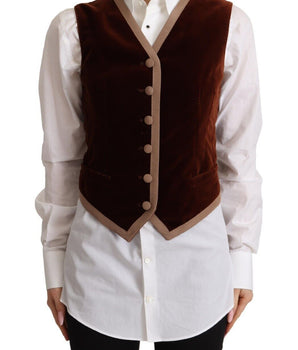 Dolce &amp; Gabbana Elegante Top Sin Mangas De Terciopelo Burdeos