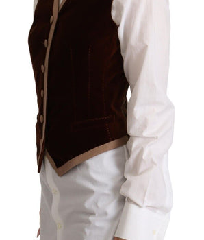 Dolce &amp; Gabbana Elegante Top Sin Mangas De Terciopelo Burdeos