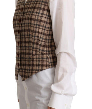 Dolce &amp; Gabbana Elegante top sin mangas con cuello en V a cuadros