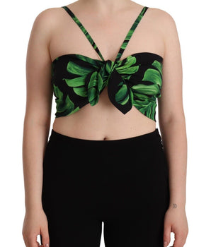 Dolce &amp; Gabbana Top corto halter con estampado de hojas elegante