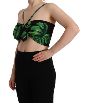 Dolce &amp; Gabbana Top corto halter con estampado de hojas elegante