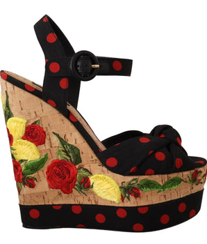 Tacones con plataforma en mezcla de seda multicolor Dolce &amp; Gabbana