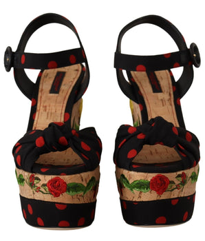 Tacones con plataforma en mezcla de seda multicolor Dolce &amp; Gabbana