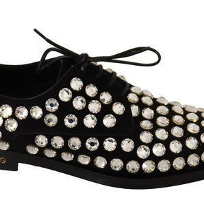 Dolce &amp; Gabbana Elegantes zapatos planos con cordones adornados con cristales