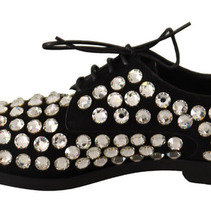 Dolce &amp; Gabbana Elegantes zapatos planos con cordones adornados con cristales