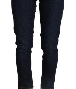 Acht Blue Cotton Low Waist Slim Fit Denim Women Trouser Jeans