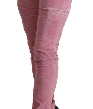 Acht Pink Cotton Low Waist Skinny Denim Cargo Jeans