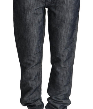 Acht Dark Gray Ramie Mid Wide Waist Straight Denim Jeans