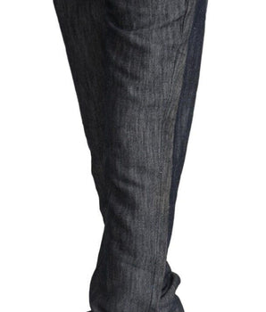 Acht Dark Gray Ramie Mid Wide Waist Straight Denim Jeans