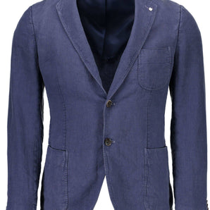 Gant Blue Linen Men Jacket