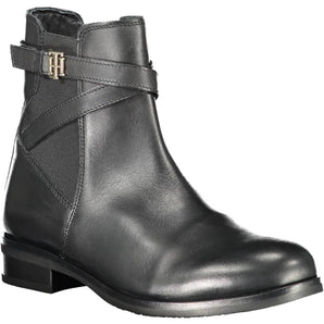 Tommy Hilfiger Black Leather Women Boot