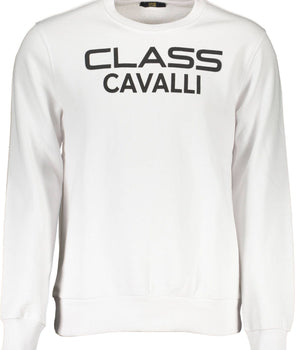 Cavalli Class White Cotton Men Sweater