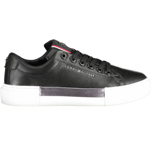 Tommy Hilfiger Black Leather Women Sneaker