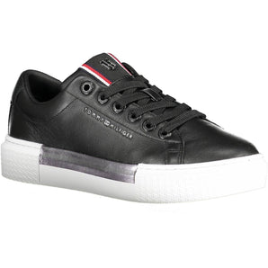 Tommy Hilfiger Black Leather Women Sneaker