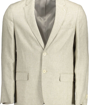 Chaqueta clásica de lino beige con detalle de logotipo de Gant