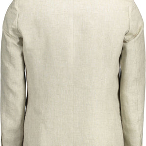 Chaqueta clásica de lino beige con detalle de logotipo de Gant