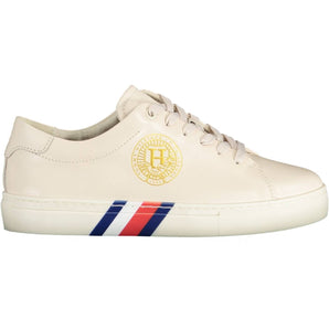 Tommy Hilfiger Beige Leather Women Sneaker