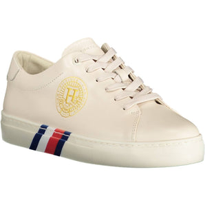 Tommy Hilfiger Beige Leather Women Sneaker