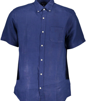 Camisa con botones de lino azul elegante de Gant