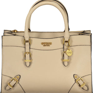 Guess Jeans Chic Bolso De Mano Con Doble Compartimento Beige