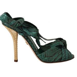 Dolce & Gabbana Emerald Exotic Leather Heeled Sandals