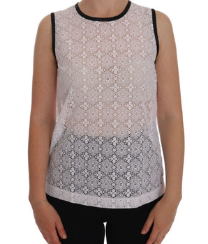 Dolce &amp; Gabbana Elegante camiseta sin mangas de nailon blanco