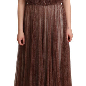 Dolce & Gabbana Elegant Metallic Bronze Long Gown