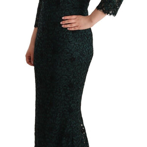 Dolce & Gabbana Elegant Lace Floor-Length V-Neck Dress