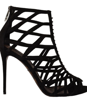 Dolce &amp; Gabbana Elegantes sandalias de tacón de ante negro