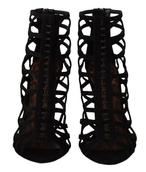 Dolce &amp; Gabbana Elegantes sandalias de tacón de ante negro