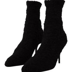 Dolce &amp; Gabbana Elegant Black Mid-Calf Viscose Boots