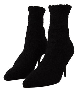Dolce & Gabbana Black Stiletto Heels Mid Calf Women Boots