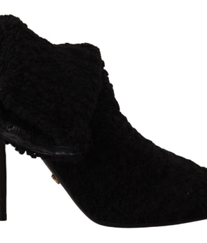 Dolce & Gabbana Black Stiletto Heels Mid Calf Women Boots