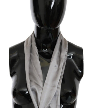 Ermanno Scervino Metallic Silver Silk Neck Wrap Shawl Scarf