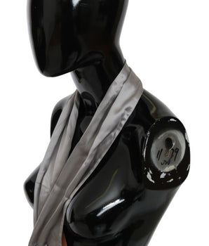 Ermanno Scervino Metallic Silver Silk Neck Wrap Shawl Scarf