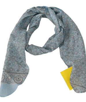 Ermanno Scervino Light Blue Bandana Wrap Shawl Foulard Scarf