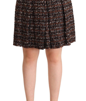 Dolce & Gabbana Brown High Waist Mini A-Line Pleated Skirt
