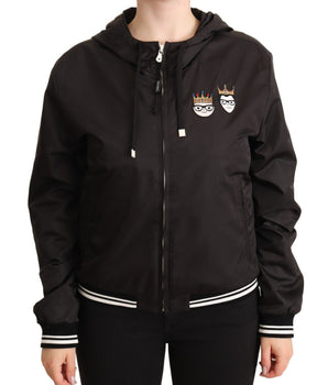 Dolce &amp; Gabbana Elegante cazadora bomber negra con capucha