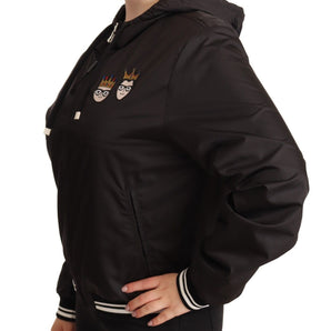 Dolce & Gabbana Elegant Black Bomber Jacket with Hood