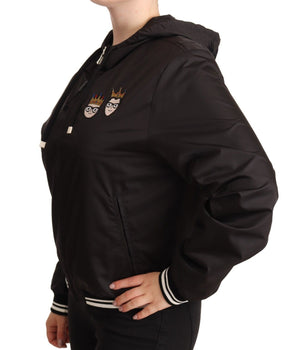 Dolce &amp; Gabbana Elegante cazadora bomber negra con capucha