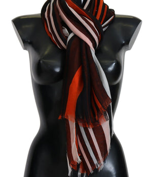Dolce & Gabbana Multicolor Striped Silk Shawl Fringes Scarf