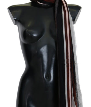 Dolce & Gabbana Multicolor Striped Silk Shawl Fringes Scarf